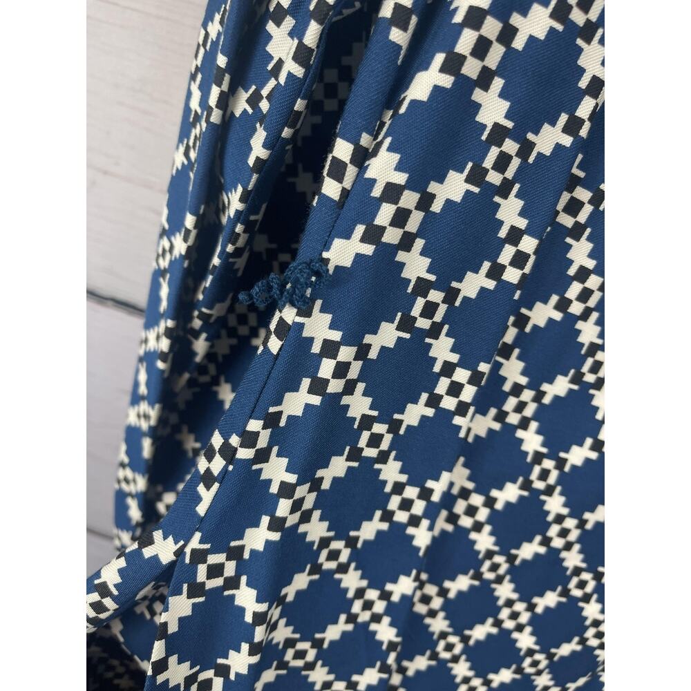 UNTUCKit Shirt Dress Womens 4 Blue Geometric Long Sleeve Knee Length Pockets - Picture 5 of 14